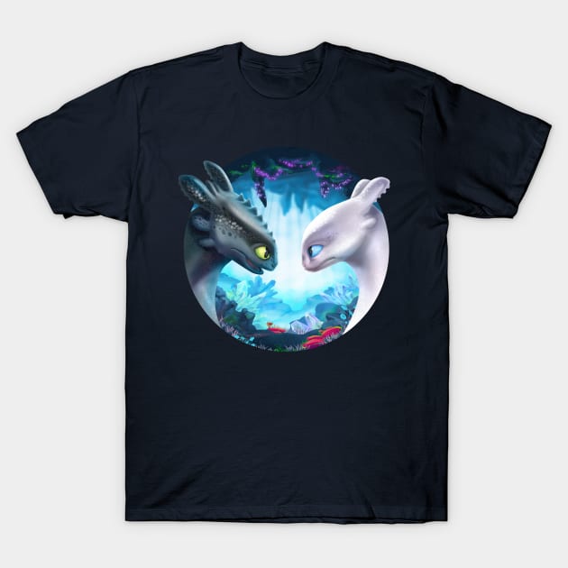 Toothless and Light Fury (How to Train Your Dragon 3) T-Shirt by Fine_Design